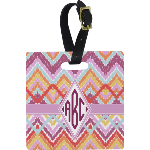 Ikat Chevron Personalized Square Luggage Tag