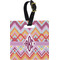 Ikat Chevron Plastic Luggage Tag - Square w/ Monogram