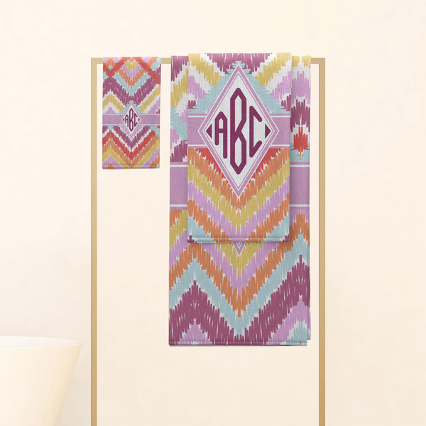 Ikat Chevron Personalized Towel Set