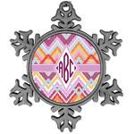 Ikat Chevron Vintage Snowflake Ornament (Personalized)