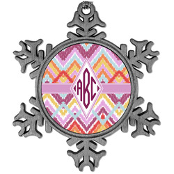 Ikat Chevron Vintage Snowflake Ornament (Personalized)