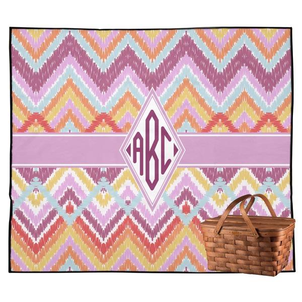 Custom Ikat Chevron Outdoor Picnic Blanket (Personalized)