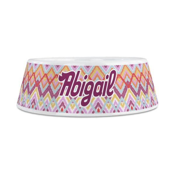 Ikat Chevron Plastic Dog Bowls - Medium - FRONT