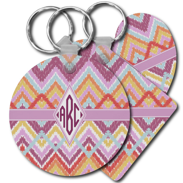 Custom Ikat Chevron Plastic Keychain (Personalized)