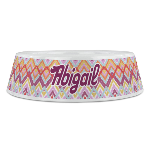 Ikat Chevron Plastic Pet Bowls - Large - FRONT