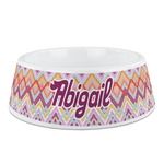 Ikat Chevron Plastic Dog Bowl - Medium (Personalized)