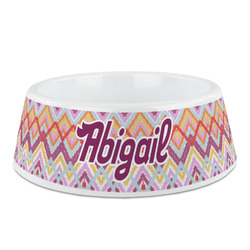 Ikat Chevron Plastic Dog Bowl (Personalized)