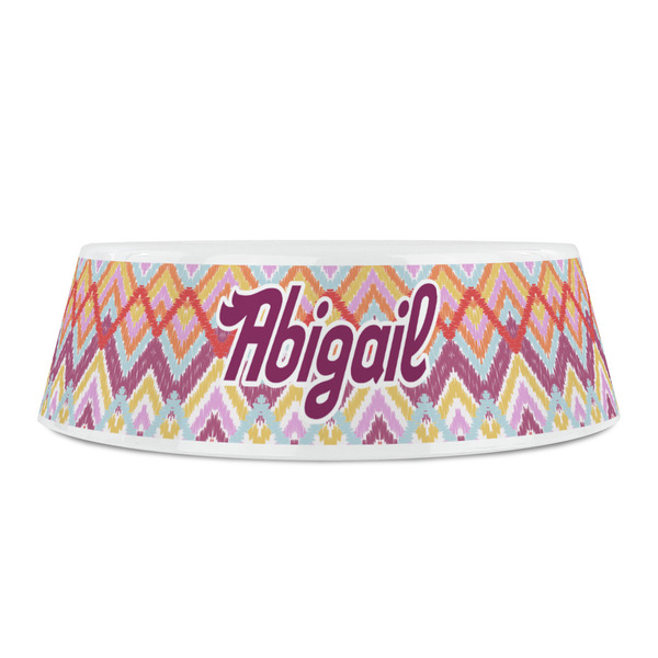 Ikat Chevron Plastic Pet Bowls - Small - FRONT