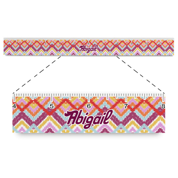 Custom Ikat Chevron Plastic Ruler - 12" (Personalized)