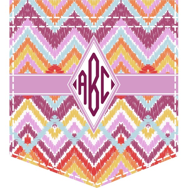 Custom Ikat Chevron Iron On Faux Pocket (Personalized)