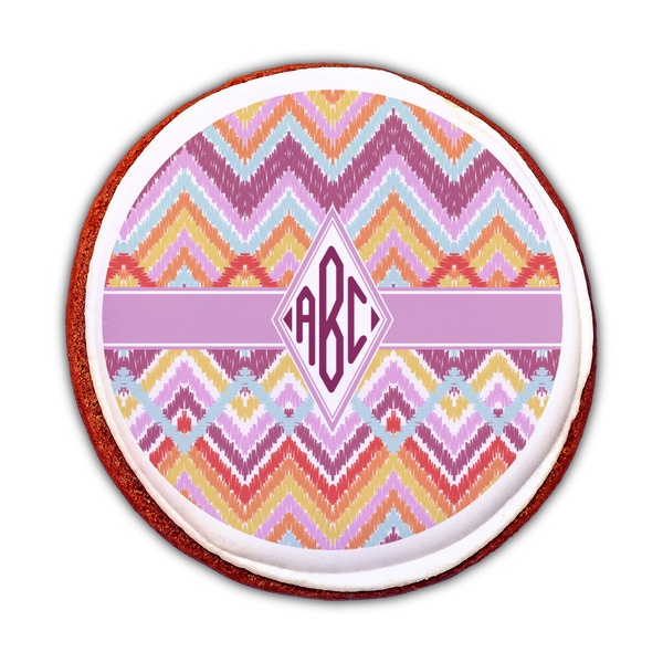 Ikat Chevron Printed Icing Circle - Medium - On Cookie