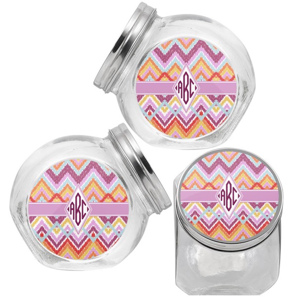 Ikat Chevron Puppy Treat Jar - Top Left Right