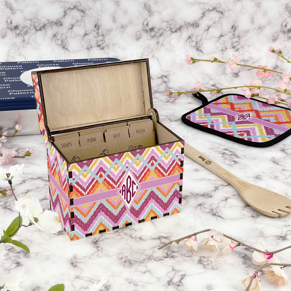 Ikat Chevron Recipe Box - Full Color - In Context