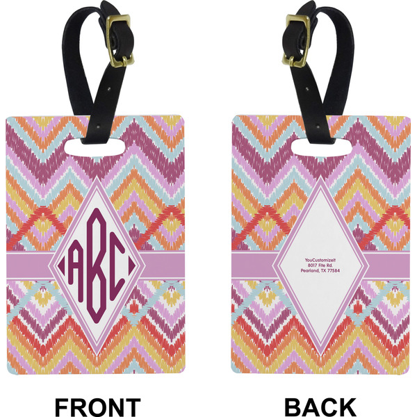 Ikat Chevron Rectangle Luggage Tag (Front + Back)