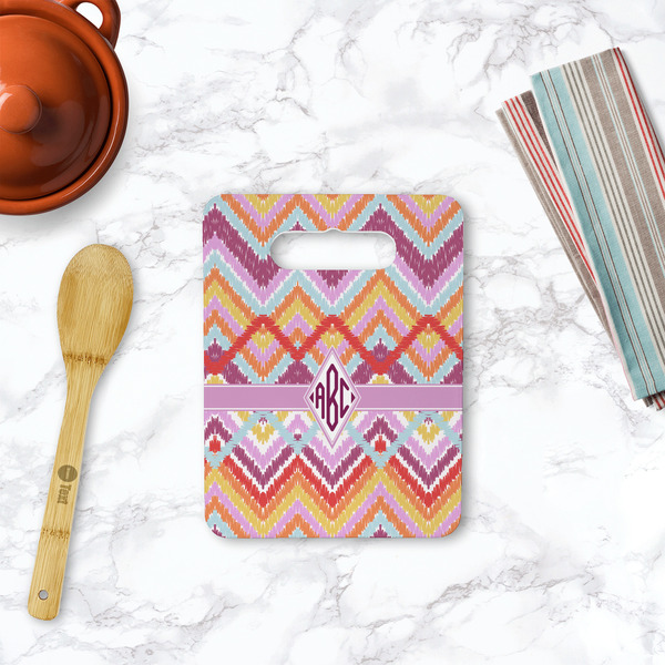 Ikat Chevron Rectangle Trivet with Handle - LIFESTYLE