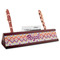 Ikat Chevron Red Mahogany Nameplates with Business Card Holder - Angle