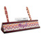 Ikat Chevron Red Mahogany Nameplate with Business Card Holder (Personalized)