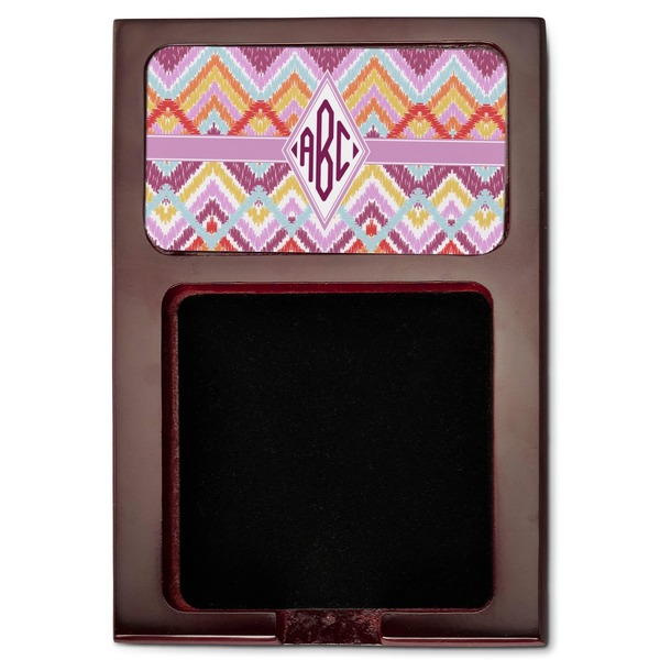 Ikat Chevron Red Mahogany Sticky Note Holder - Flat