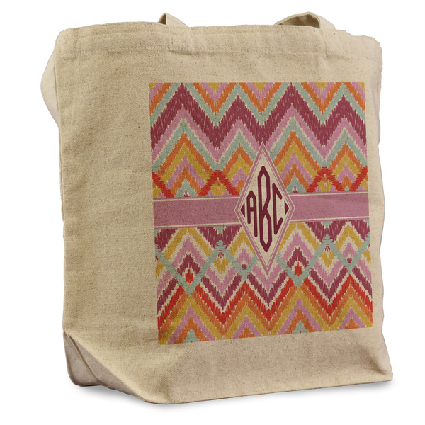 Custom Ikat Chevron Reusable Cotton Grocery Bag - Single (Personalized)