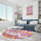 Ikat Chevron Round Area Rug - IN CONTEXT