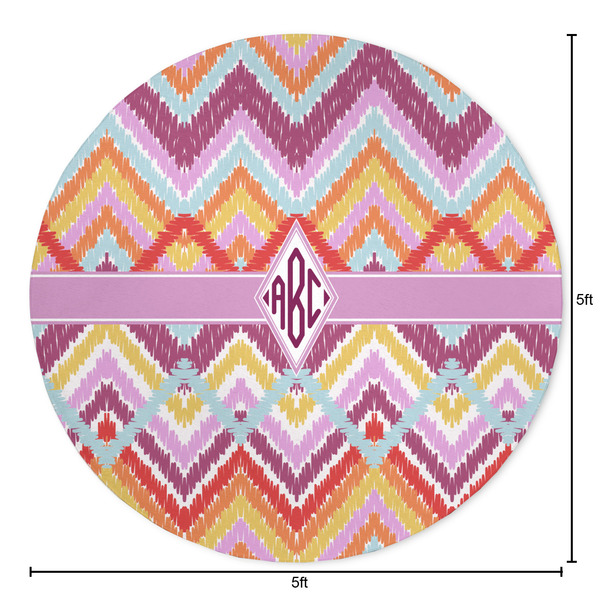 Ikat Chevron Round Area Rug - Size