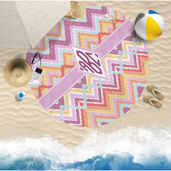 Ikat Chevron Round Beach Towel Lifestyle