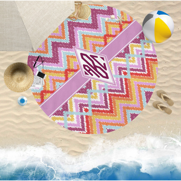 Ikat Chevron Round Beach Towel Lifestyle