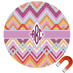 Ikat Chevron Round Car Magnet - 6" (Personalized)