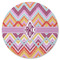 Ikat Chevron Round Rubber Backed Coaster (Personalized)