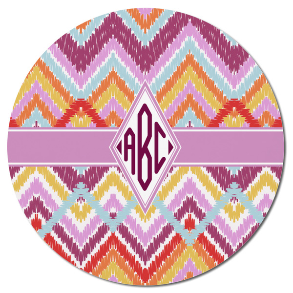 Ikat Chevron Round Fridge Magnet - FRONT