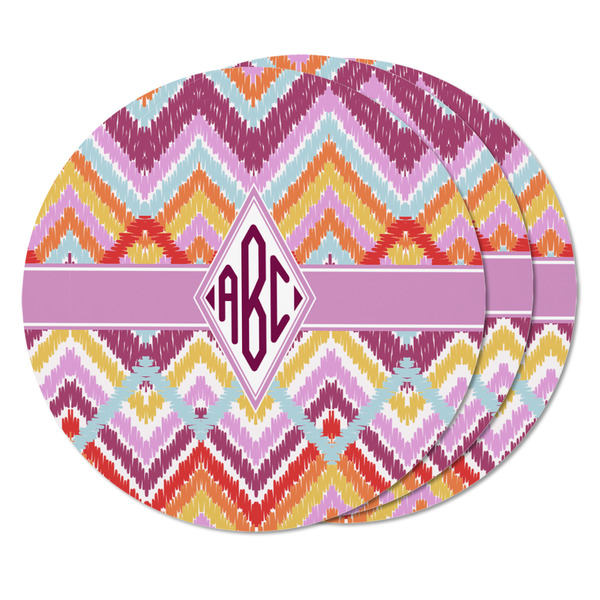 Ikat Chevron Round Fridge Magnet - THREE