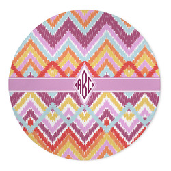 Ikat Chevron 5' Round Indoor Area Rug (Personalized)