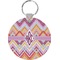 Ikat Chevron Round Plastic Keychain (Personalized)