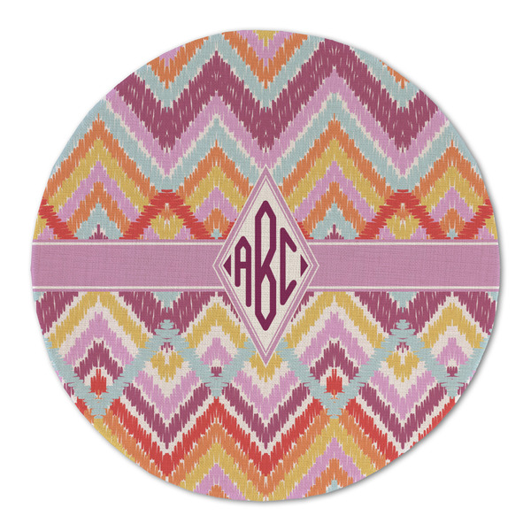 Custom Ikat Chevron Round Linen Placemat - Single Sided (Personalized)