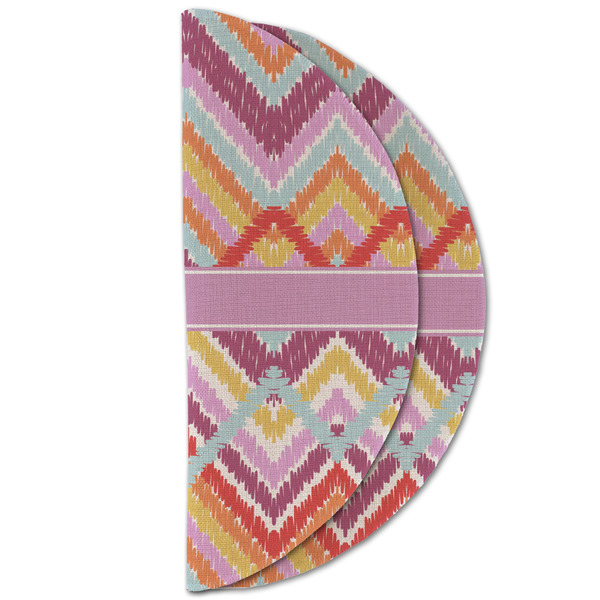 Ikat Chevron Round Linen Placemats - HALF FOLDED (double sided)