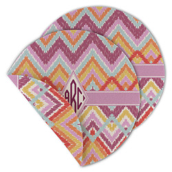 Ikat Chevron Round Linen Placemat - Double Sided - Set of 4 (Personalized)