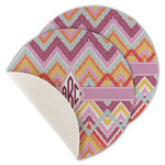 Ikat Chevron Round Linen Placemat - Single Sided - Set of 4 (Personalized)