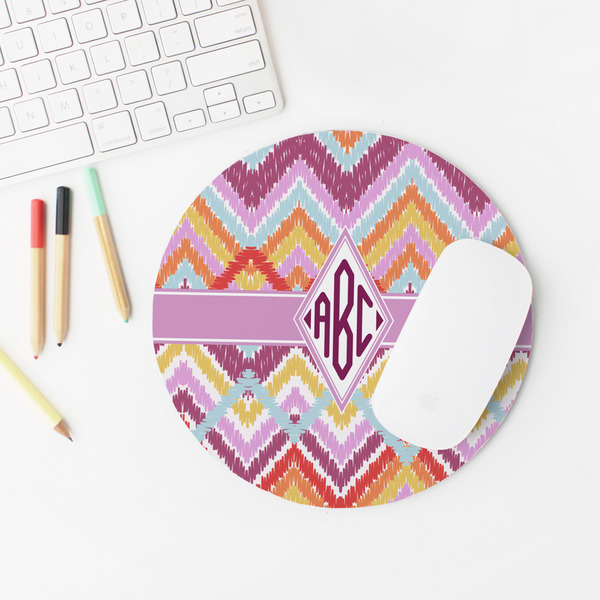 Ikat Chevron Round Mousepad - LIFESTYLE 2