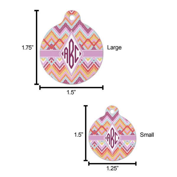 Ikat Chevron Round Pet ID Tag - Large - Comparison Scale