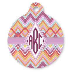 Ikat Chevron Round Pet ID Tag - Large (Personalized)