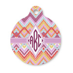 Ikat Chevron Round Pet ID Tag - Small (Personalized)