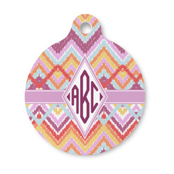 Ikat Chevron Round Pet ID Tag - Small (Personalized)