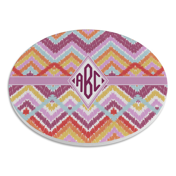 Ikat Chevron Round Stone Trivet - Angle View