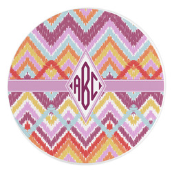 Ikat Chevron Round Stone Trivet (Personalized)