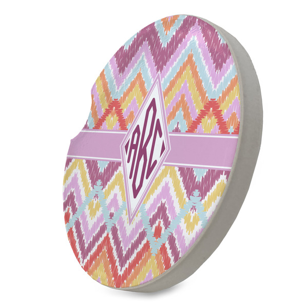 Ikat Chevron Sandstone Car Coaster - STANDING ANGLE