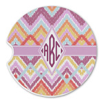 Ikat Chevron Sandstone Car Coaster - Single (Personalized)