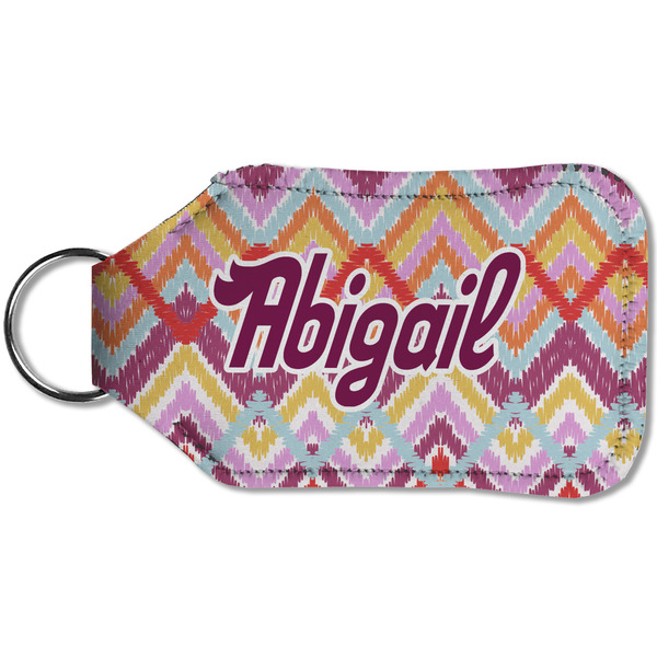 Ikat Chevron Sanitizer Holder Keychain - Small (Back)