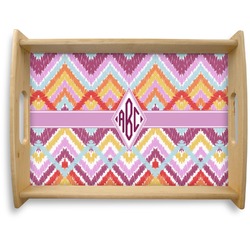 Ikat Chevron Natural Wooden Tray - Large (Personalized)