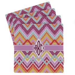 Ikat Chevron Absorbent Stone Coasters - Set of 4 (Personalized)