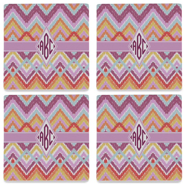 Ikat Chevron Set of 4 Sandstone Coasters - See All 4 View